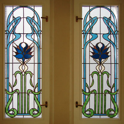 GEOMETRIC STAINED GLASS IN THE ART NOUVEAU STYLE, 2009