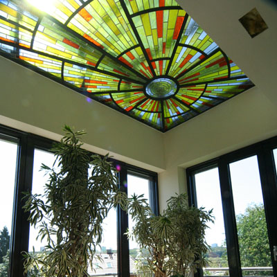 GEOMETRIC CEILING STAINED GLASS, DIMENSIONS 200x450 cm, PRAGUE, 2009