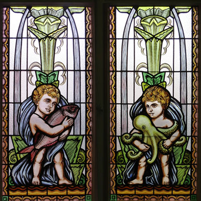 TWO STAINED GLASS IN THE ART DECO STYLE COMPLETING HISTORICAL COLLECTION LIBEREC, PRIVATE VILLA, ARTIST: RADEK PÁNÍK, 2010