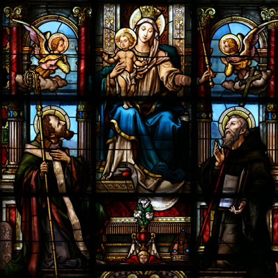 FIGURE STAINED GLASS FROM  BASILICA OF ASSUMPTION OF MARY AND SAINT CYRILLUS AND METHODIUS AT VELEHRAD, F. MAYER – MüNCHEN,1885, RESTORED 2011