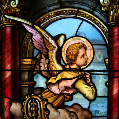 FIGURE STAINED GLASS FROM  BASILICA OF ASSUMPTION OF MARY AND SAINT CYRILLUS AND METHODIUS AT VELEHRAD, F. MAYER – MüNCHEN,1885, RESTORED 2011